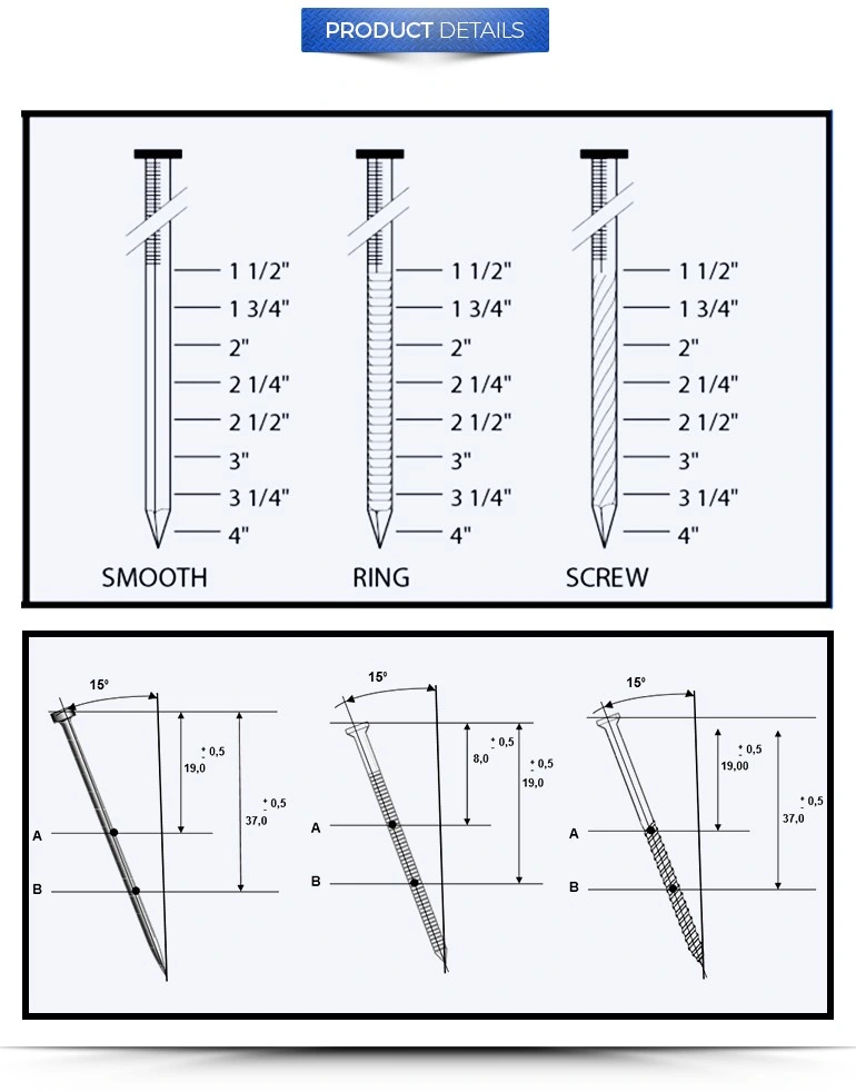 Manufacturer 15 Degree 2 ′′x. 099′′ Pneumatic Galvanized Pallet Roofing Common Coil Nails for Nail Gun